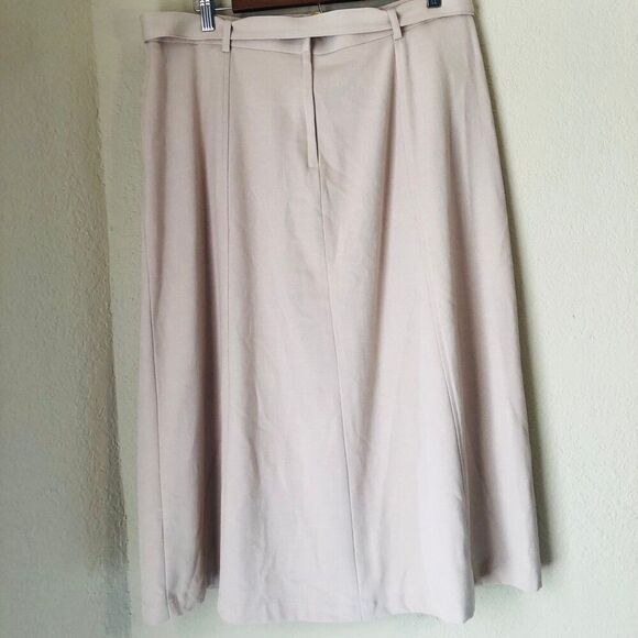 Sag Harbor Midi Skirt Womens Size 16 Tan Slit Loose 50s Beachy Lagen Look - Picture 4 of 6
